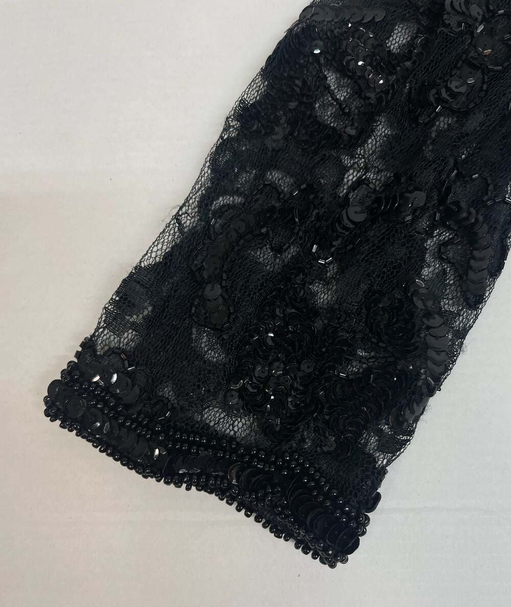 VTG 80s Judith Ann Creations Bead & Sequin Black Drop Waist Cocktail Dress Sz Sm - Picture 9 of 13